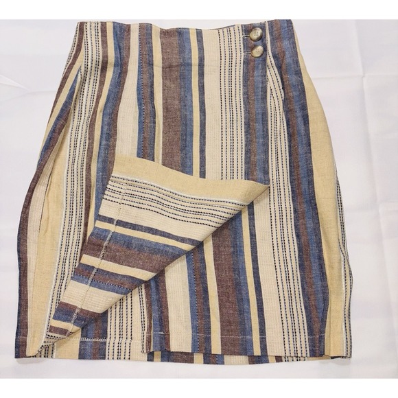 NWT Vintage State of the Art Linen Blend Stripe Wrap Skirt Women's Size 7/8 - Picture 5 of 5